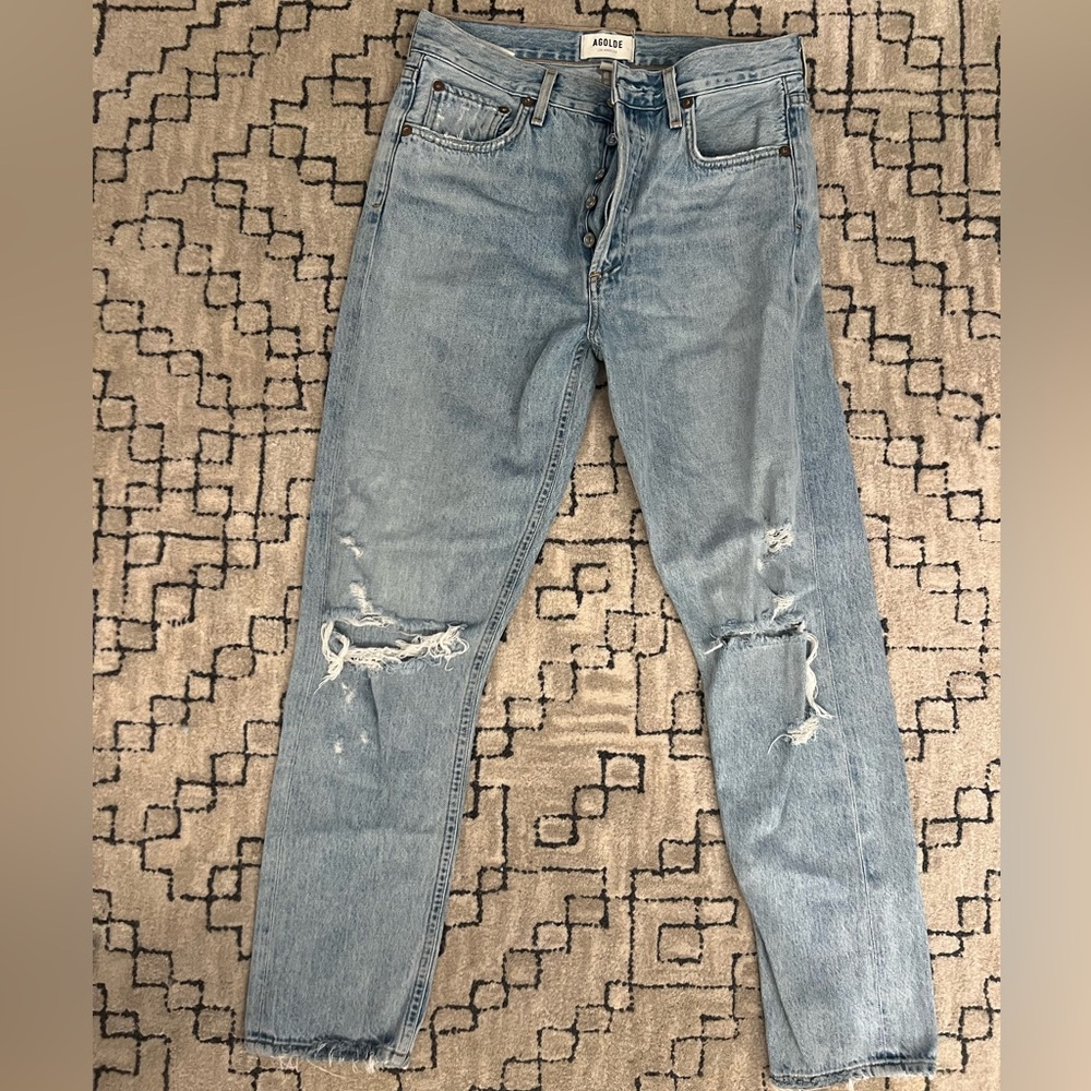 AGOLDE light washed distressed jeans